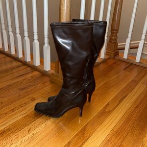 Nine West brown leather heeled boots